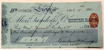 Sanders & Co cheque, 1901