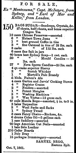 Advert Hawkes Bay Herald 7th Oct 1861