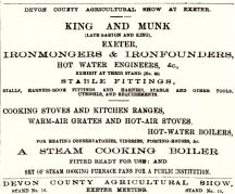 King & Munk Advert 1884