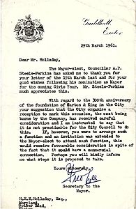 Mayor's reply 29th March 1961