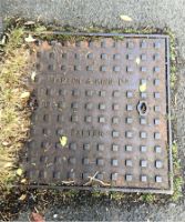 Manhole Square Pattern 11 x 11 Name split between 2 halves, CLEVEDON