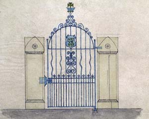Drawing of gate for St Mary, Honeychurch