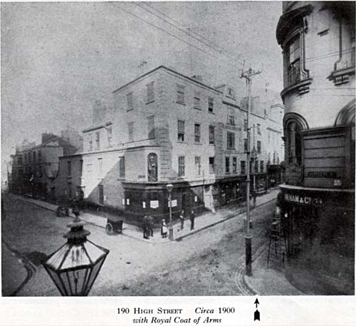 190 High Street Circa 1900 with Royal Coat of Arms