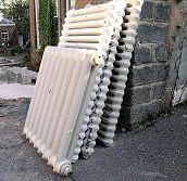 Stack of dismantled radiators