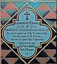 Memorial tile for Horace Charles Lloyd JP