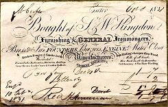 1831 Invoice from S W Kingdon