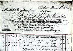 King & Munk Invoice, December 1884