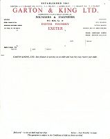 Garton & King quotation stationery 1971